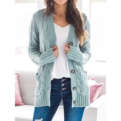Damen Strickcardigan Zopfmuster mit Taschen Anthrazit