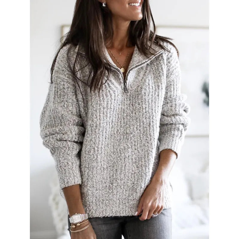 Eveloria Damen Pullover Warm Kaschmir Braun