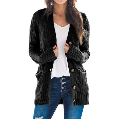 Damen Strickjacke Zopfmuster Praktische Taschen Beige