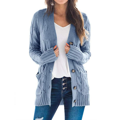 Damen Strickjacke Zopfmuster Praktische Taschen Beige