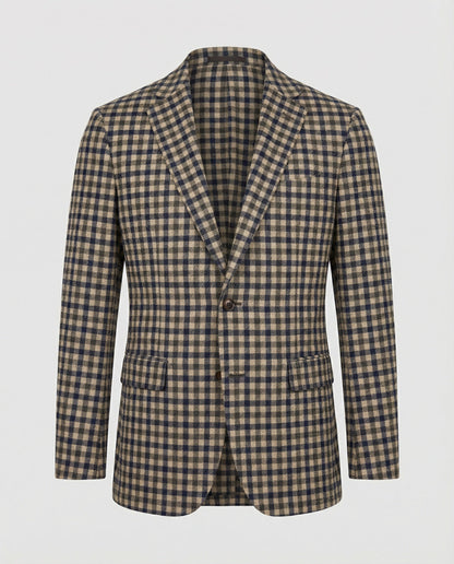 Herren Karierter Blazer Sportlich Eleganter Wollblazer