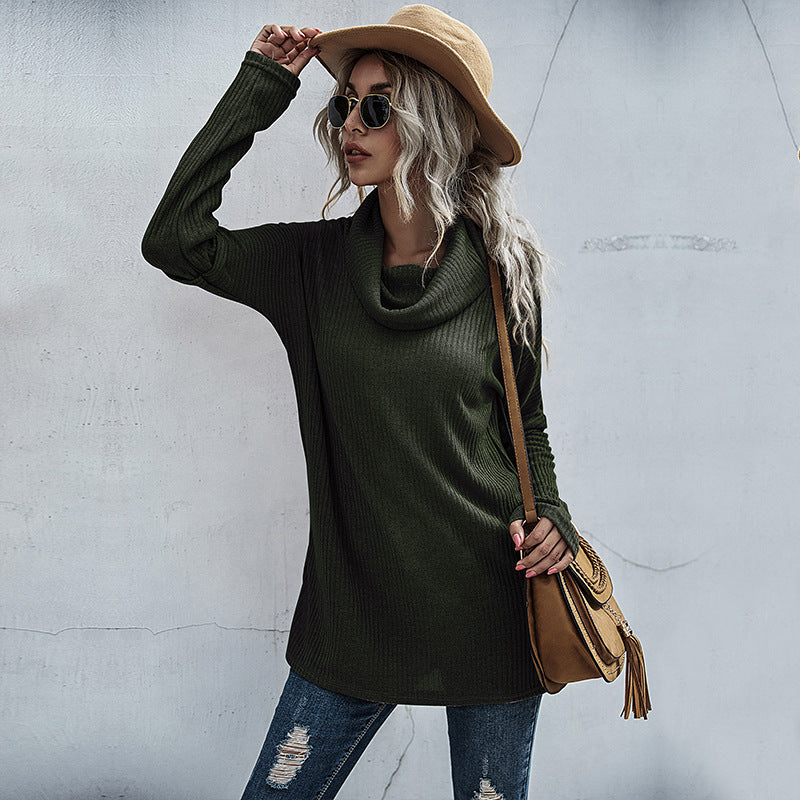 Damen Pullover Lässig Weiter Kragen Strukturiert Beige Eveloria