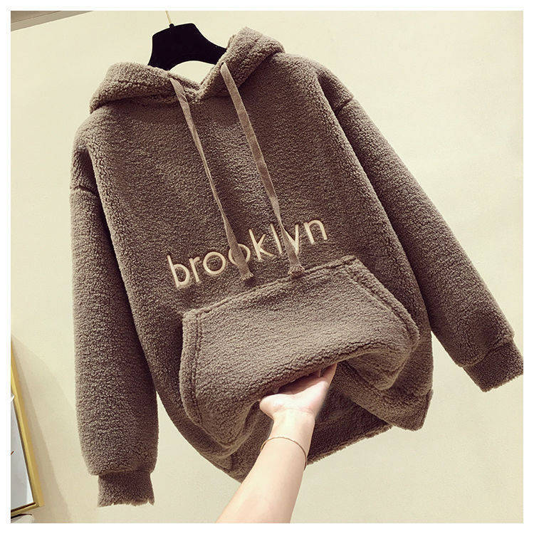 Damen Fleece Hoodie Kuschelig Kängurutasche Grau Eveloria