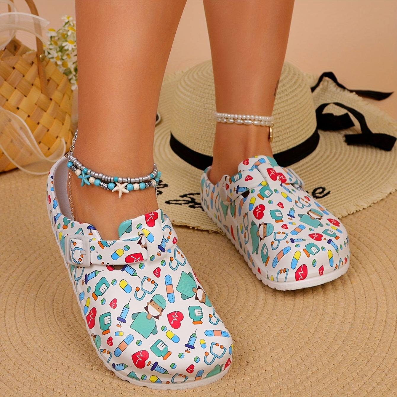 Eveloria Damen Clogs Atmungsaktives Material Rutschfest Leicht - Eveloria