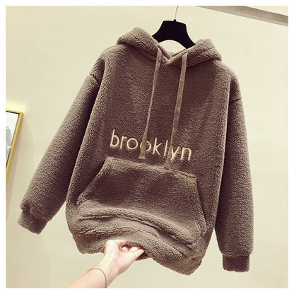 Damen Fleece Hoodie Kuschelig Kängurutasche Grau Eveloria