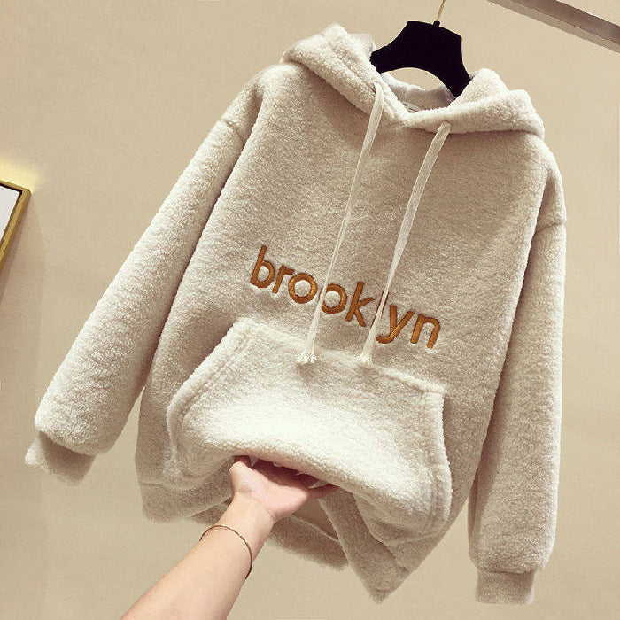 Damen Fleece Hoodie Kuschelig Kängurutasche Grau Eveloria