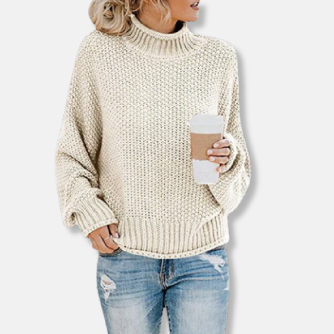 Eveloria Damen Oversized Pullover Wollmischung Grobstrick Schwarz - Eveloria