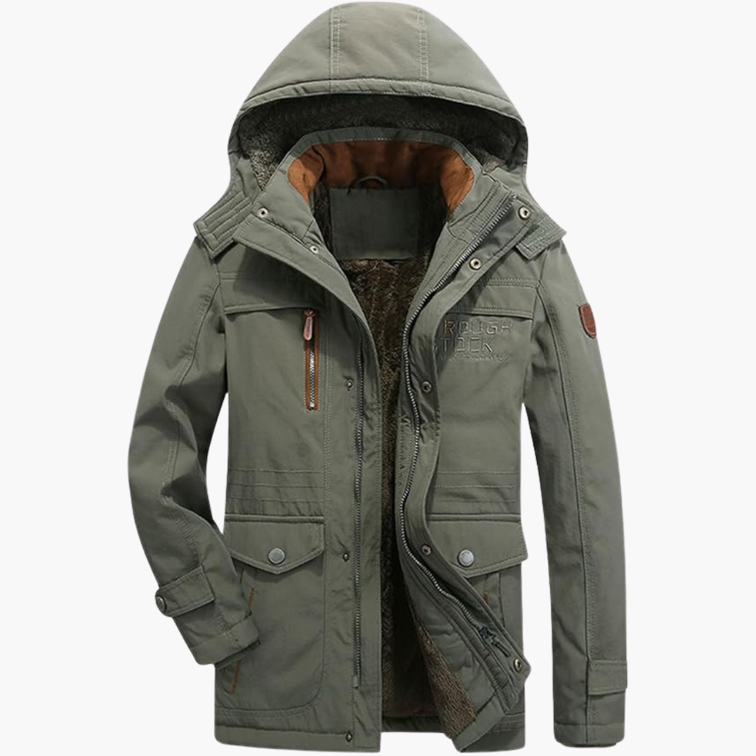 Herren Lange Winterjacke Fleece