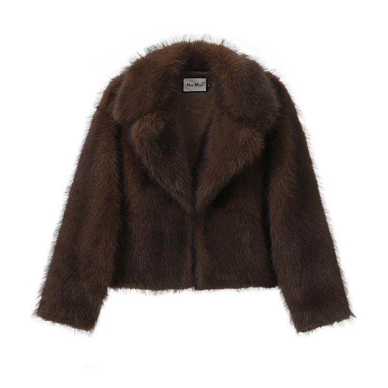 Eveloria Damen Kurzjacke Felljacke Warm Winter
