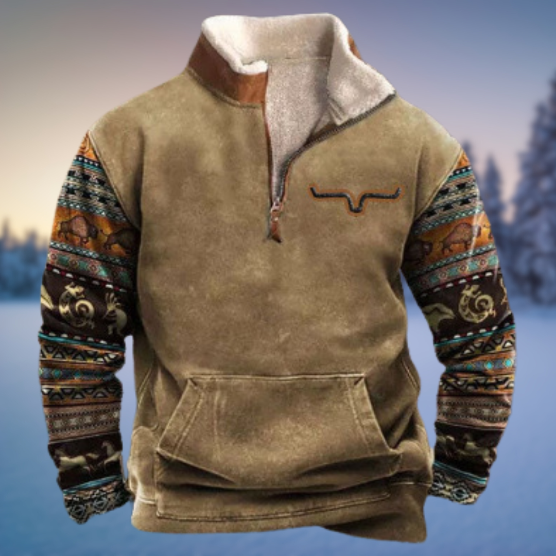 Herren Lässiger Winterpullover Halb-Reißverschluss