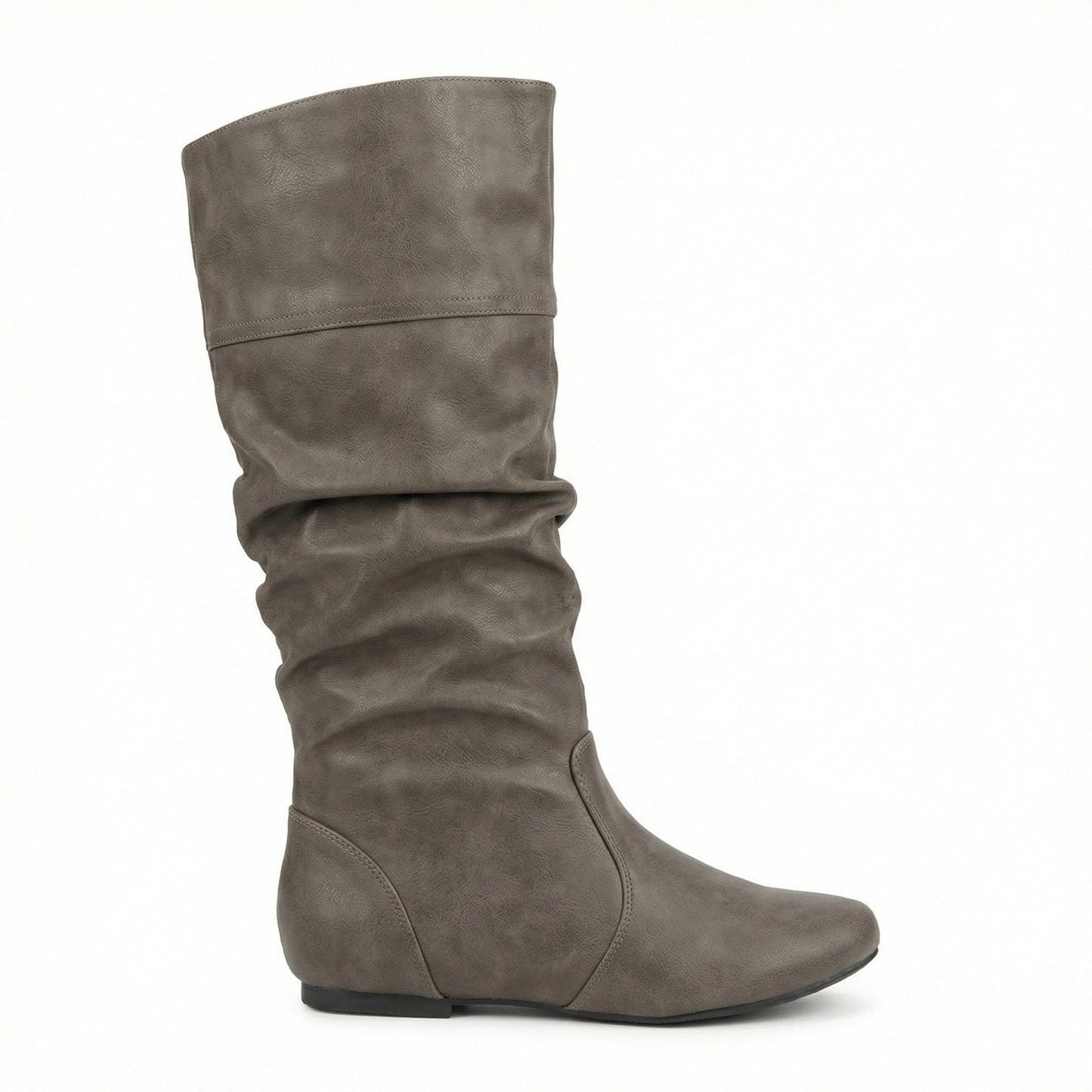 Eveloria Damen Flache Stiefel Bis Zum Knie Faltenleder