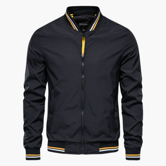 Herren Bomberjacke Reißverschluss Winterjacke Schwarz - Eveloria