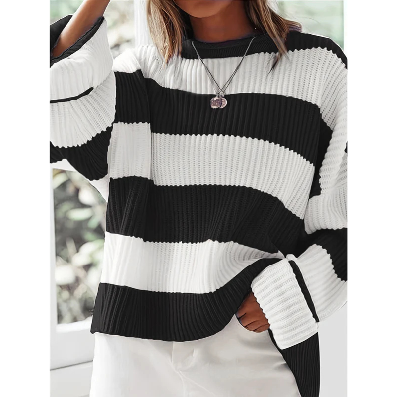 Eveloria Damen Oversize Pullover Gestreift