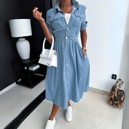 Damen Jeanskleid Trendig Blau - Eveloria