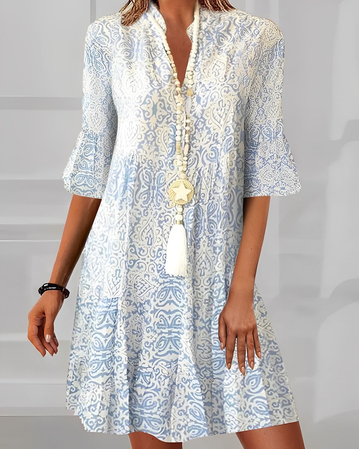 Eveloria Damenkleid Print Halbarm