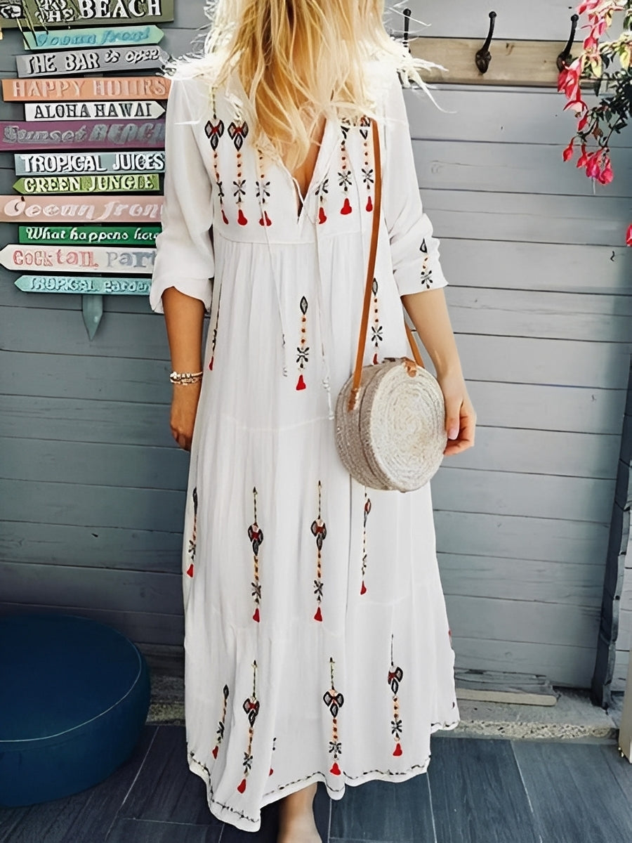Damen Sommerkleid V-Ausschnitt Blumenmuster Leicht