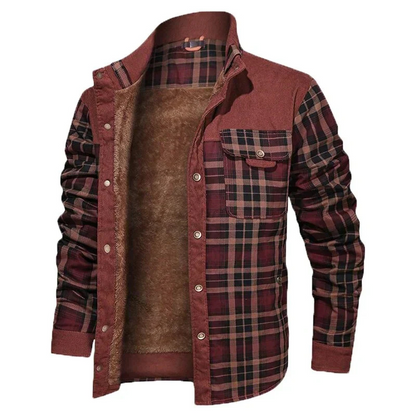 Herren Karo Hemdjacke Fleece-Futter Warm Schwarz - Eveloria
