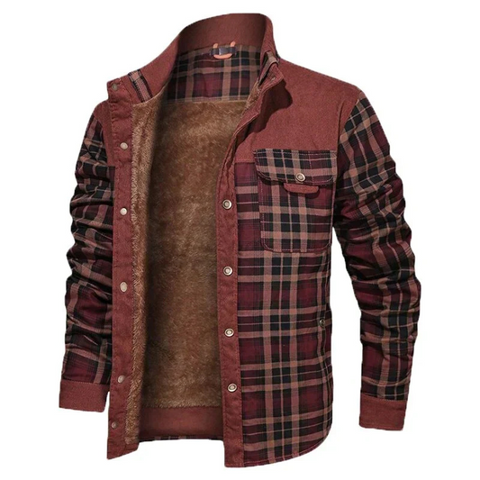Herren Karo Hemdjacke Fleece-Futter Warm Schwarz - Eveloria