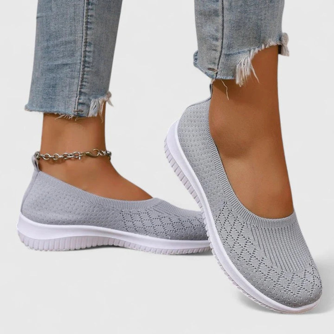 Damen Leichte Slip-On Ballerinas Strick Schwarz - Eveloria