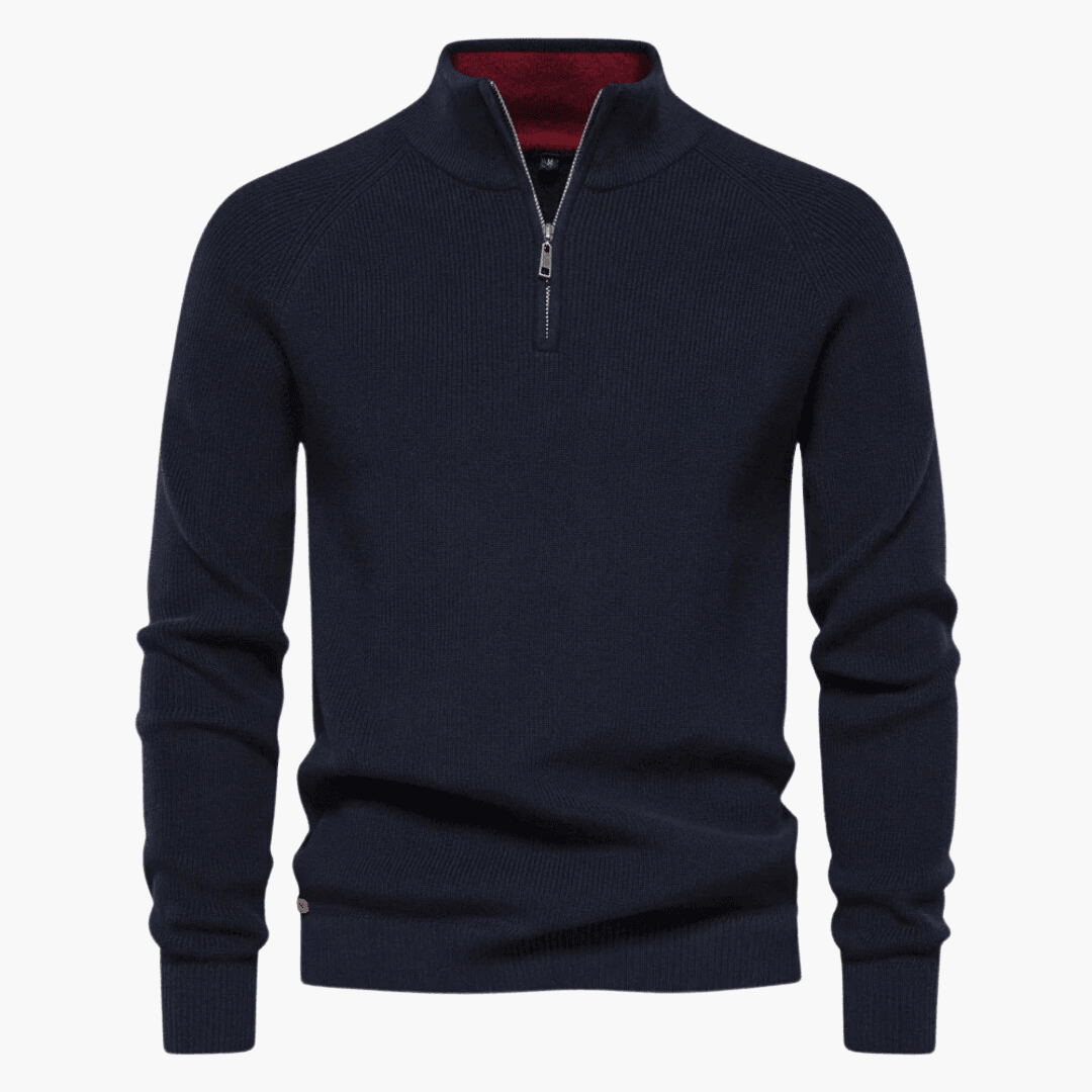 Herren Pullover Weich Strick Zipper - Eveloria