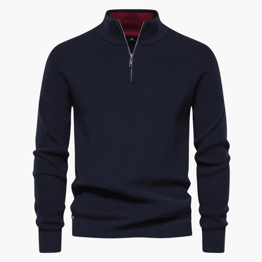 Herren Pullover Weich Strick Zipper - Eveloria