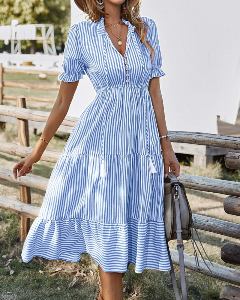 Eveloria Damen Bluse Blau-Weiß