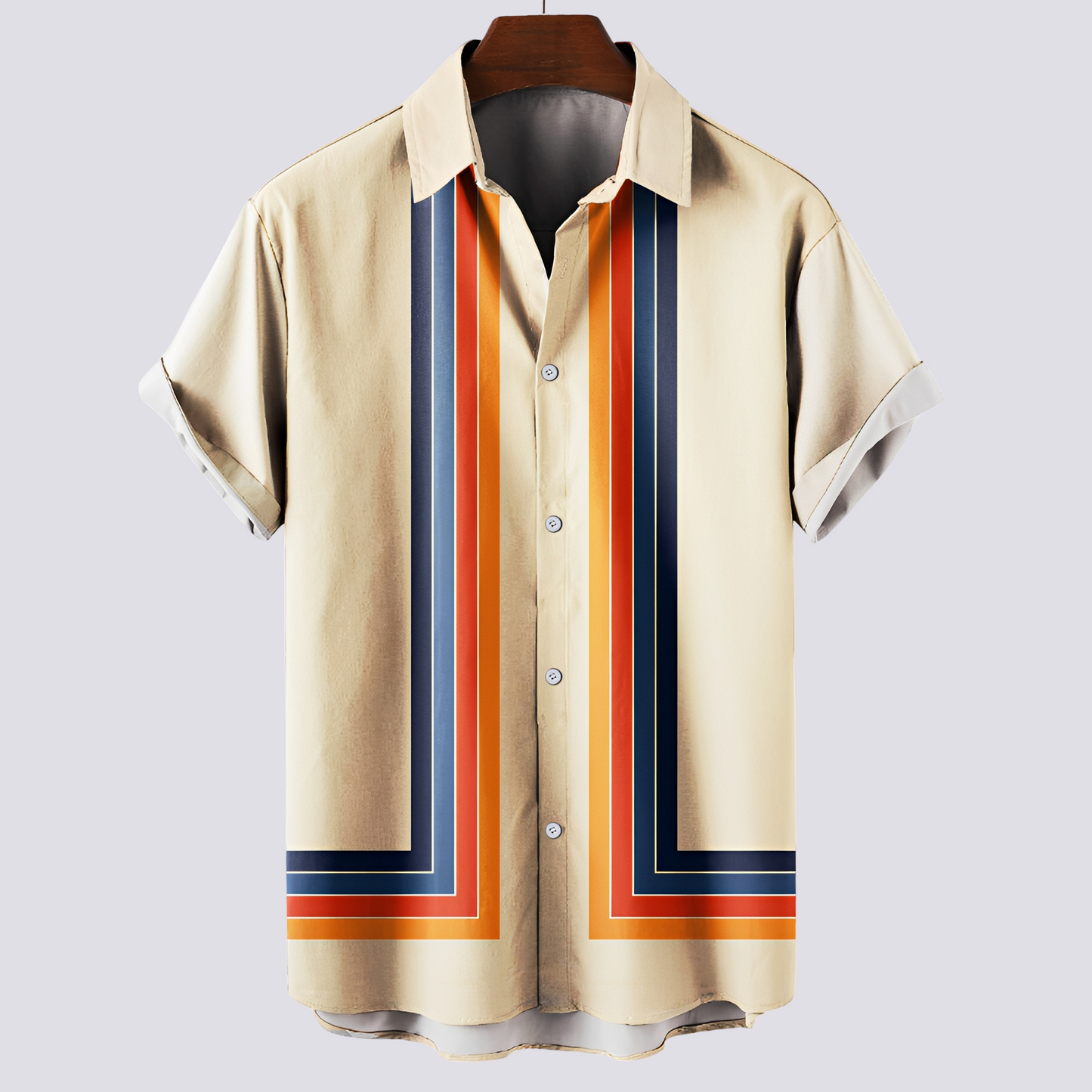 Herren Musterhemd Klassisches Print-Hemd Baumwolle Blau - Eveloria