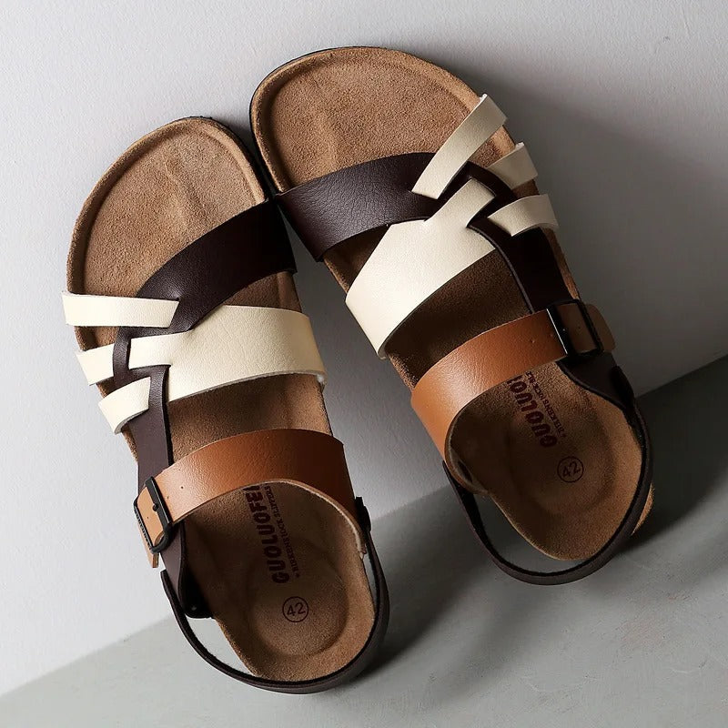 Eveloria Damen Sandalen Klassisch Leder Braun - Eveloria