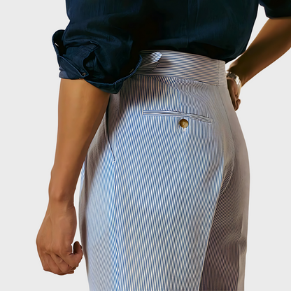 Yann Damen Nadelstreifenhose Taillenhigh mit Gürtel