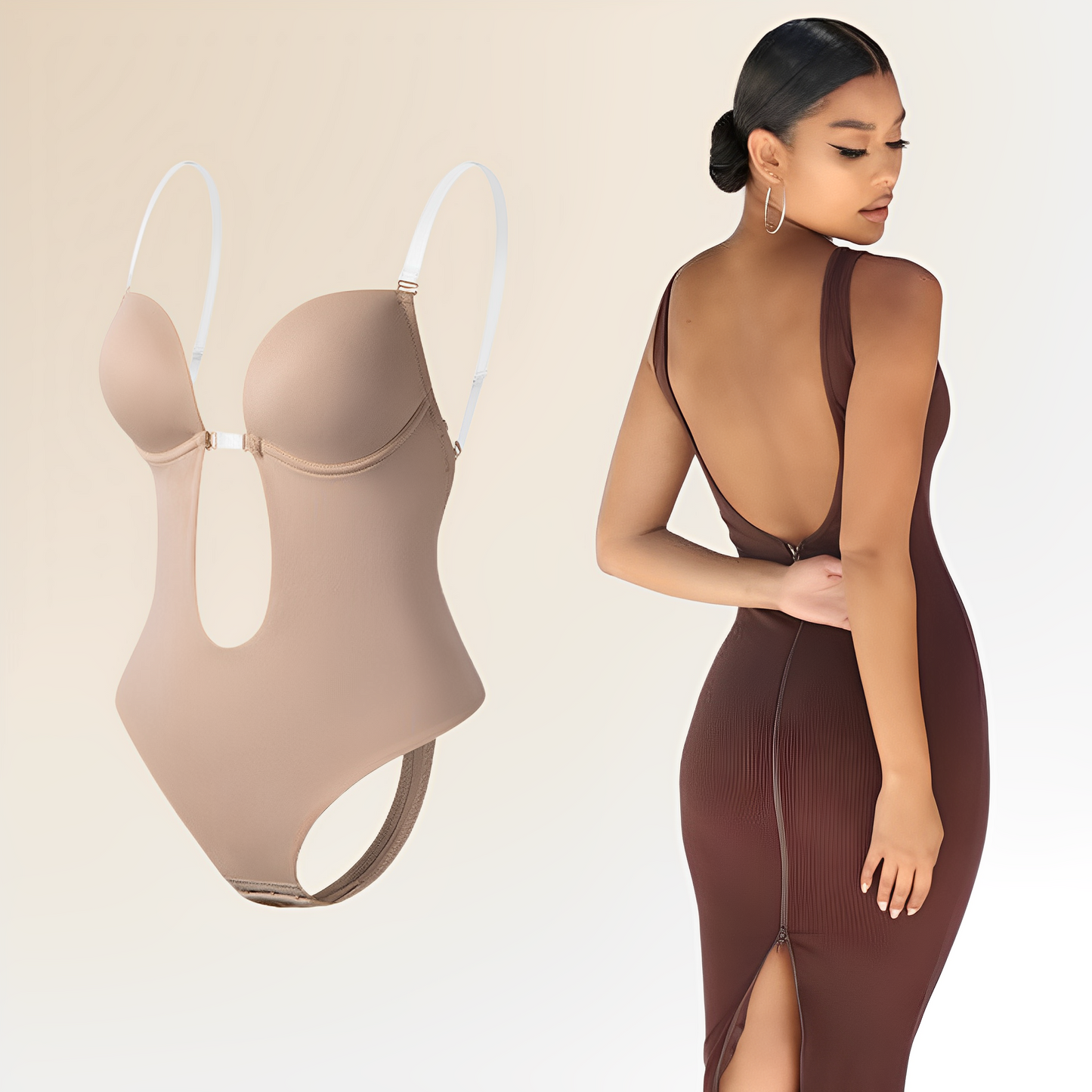 Eveloria Damen Rückenfreier Bodysuit-BH Risa