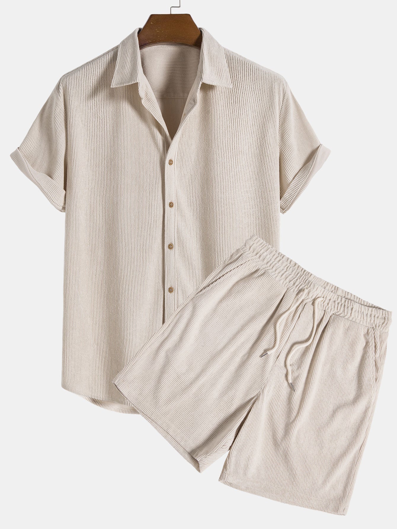 Herren Sommer Set Zweiteilig Kurzarm Hemd Shorts - Eveloria