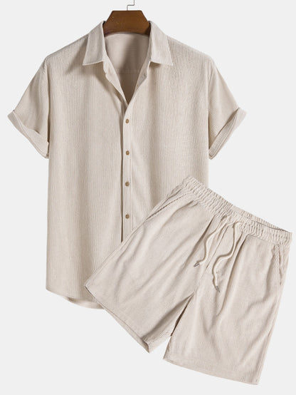 Herren Sommer Set Zweiteilig Kurzarm Hemd Shorts - Eveloria