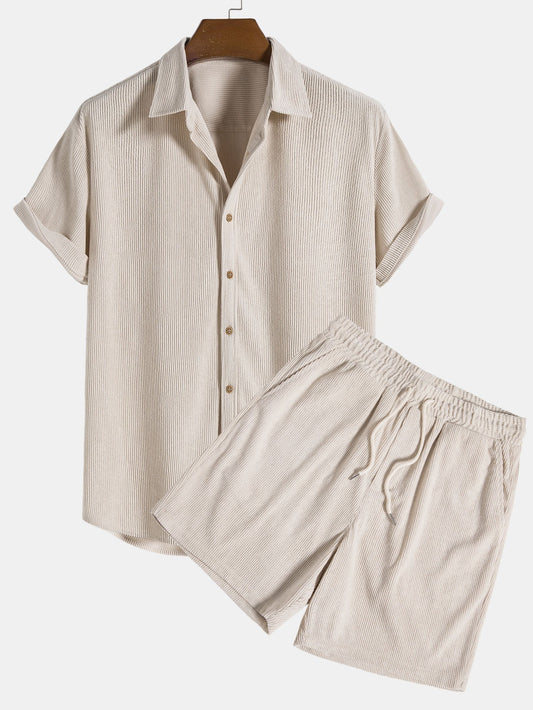 Herren Sommer Set Zweiteilig Kurzarm Hemd Shorts - Eveloria