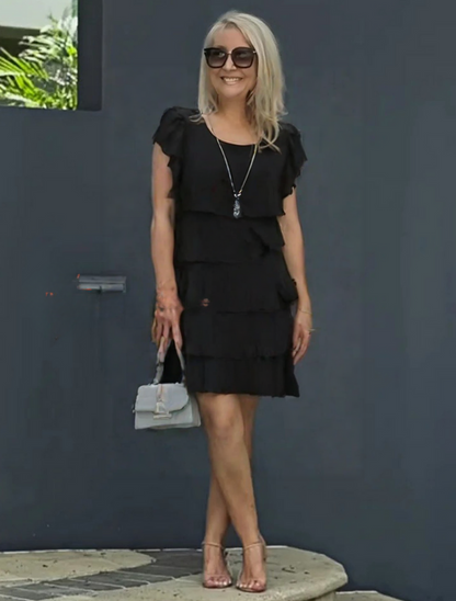 Damen Midikleid mit Lagen und Rüschen für besondere Anlässe