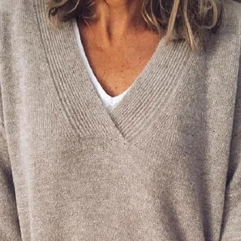 Eveloria Damen Strickpullover V-Ausschnitt