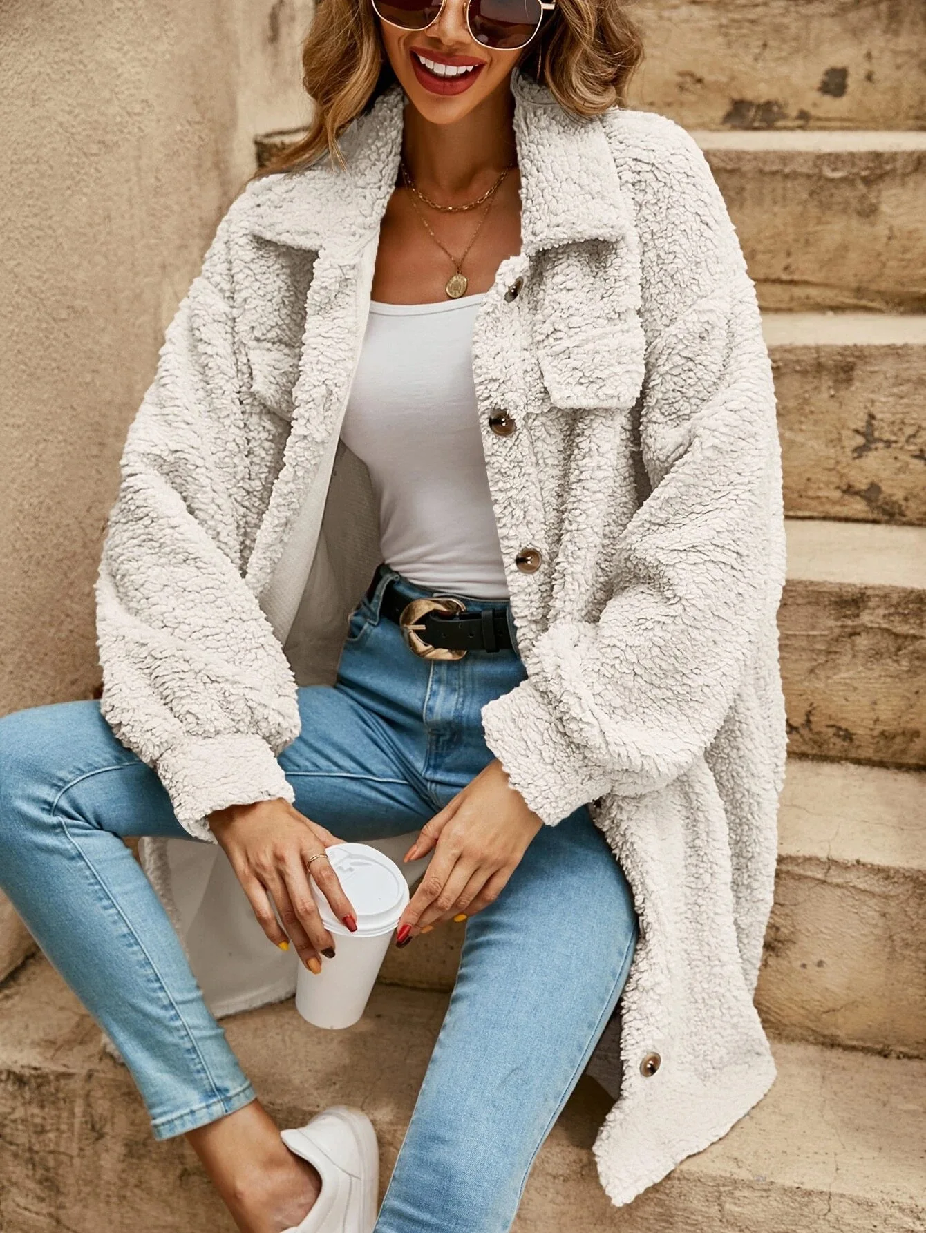 Damen Fleecejacke Bequem Elegant Grau