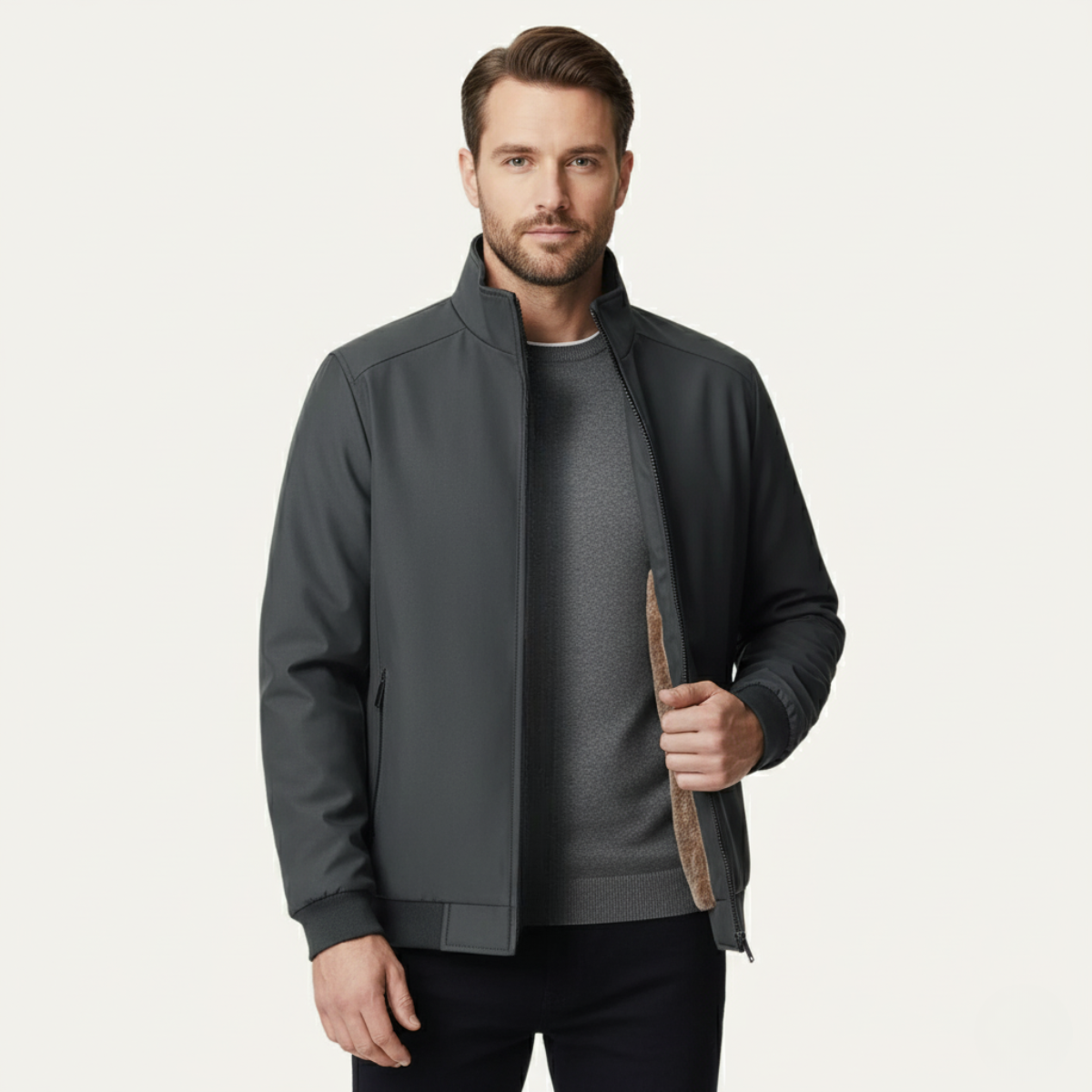Herren Winterjacke Gepolstert Stehkragen Wärmend