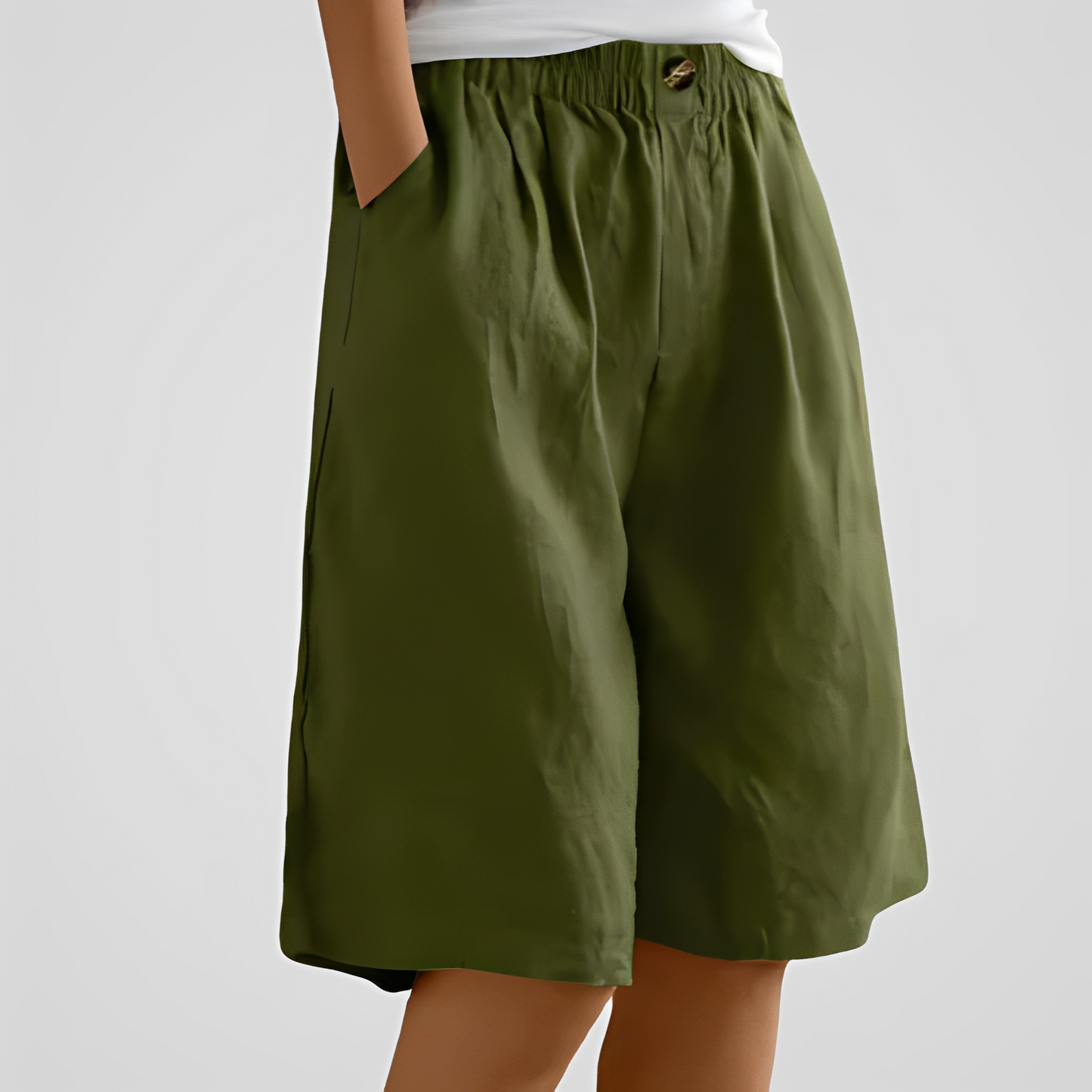 Damen Shorts Locker geschnittene Sommerhose Leicht Beige