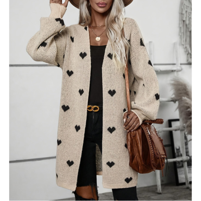 Damen Langarmshirt Herzmuster