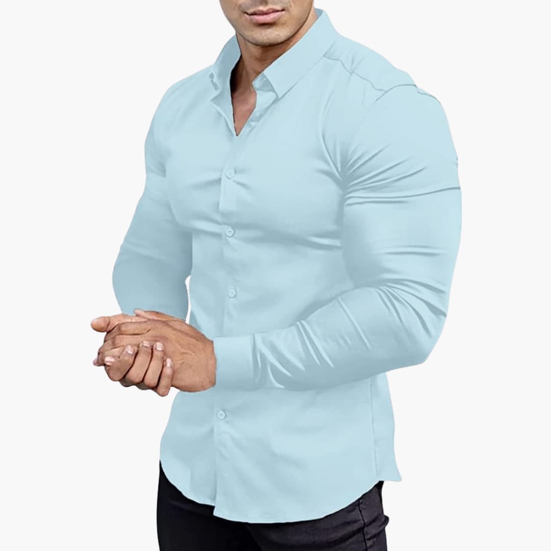 Herren Slim Fit Langarmhemd Klassisch