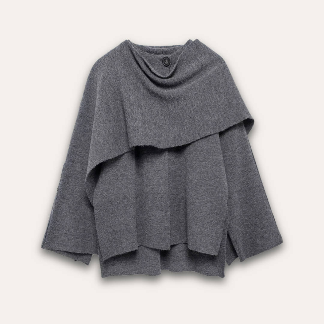 Eveloria Damen Poncho-Pullover Stilvoll