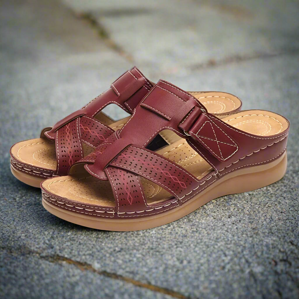 Damen Sommer-Sandalen Klettverschluss Offene Zehen Robustes Plateau - Eveloria