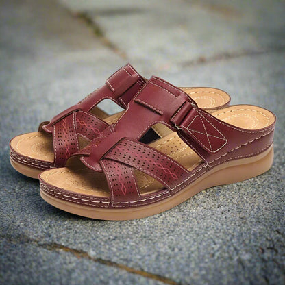Damen Sommer-Sandalen Klettverschluss Offene Zehen Robustes Plateau - Eveloria