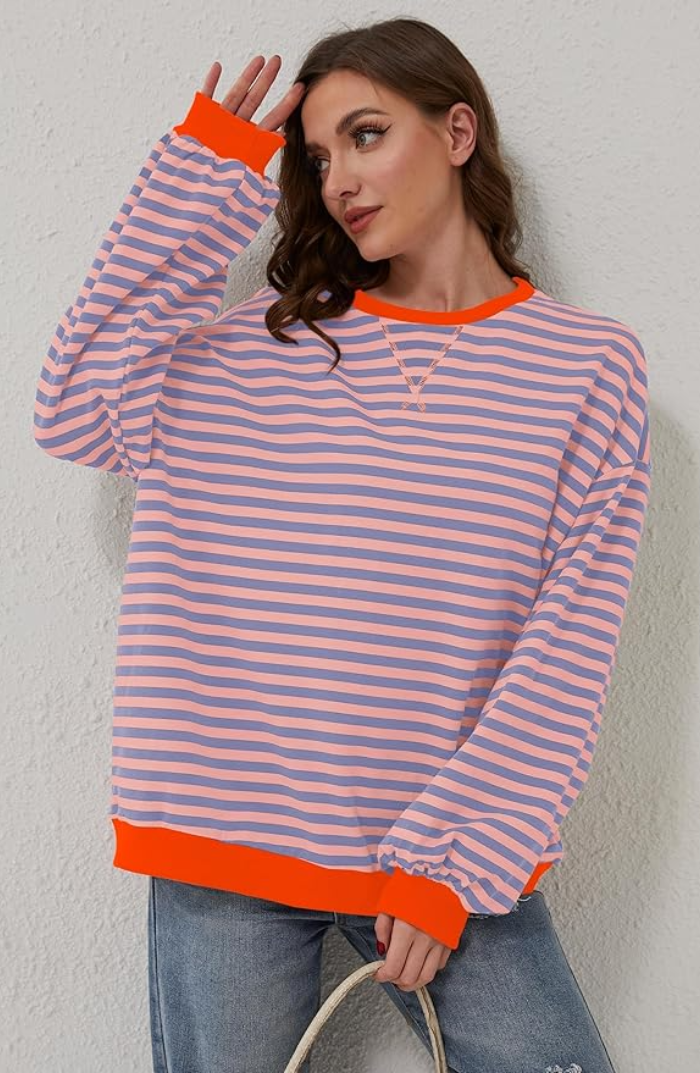Eveloria Damen Pullover Klassisch Gestreift