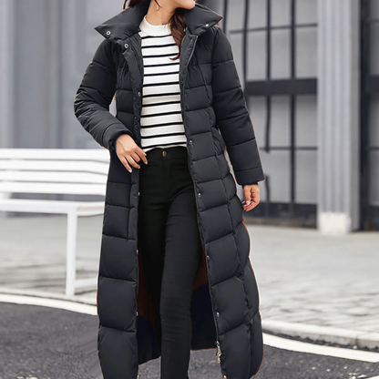 Damen Pufferjacke Elegantes Design Umlegekragen Schwarz - Norvielle
