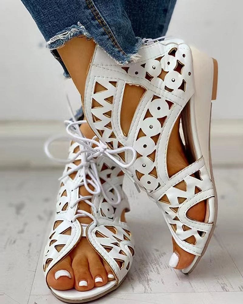 Eveloria Damen Flache Sandalen Ethnischer Stil Leder Schwarz - Eveloria