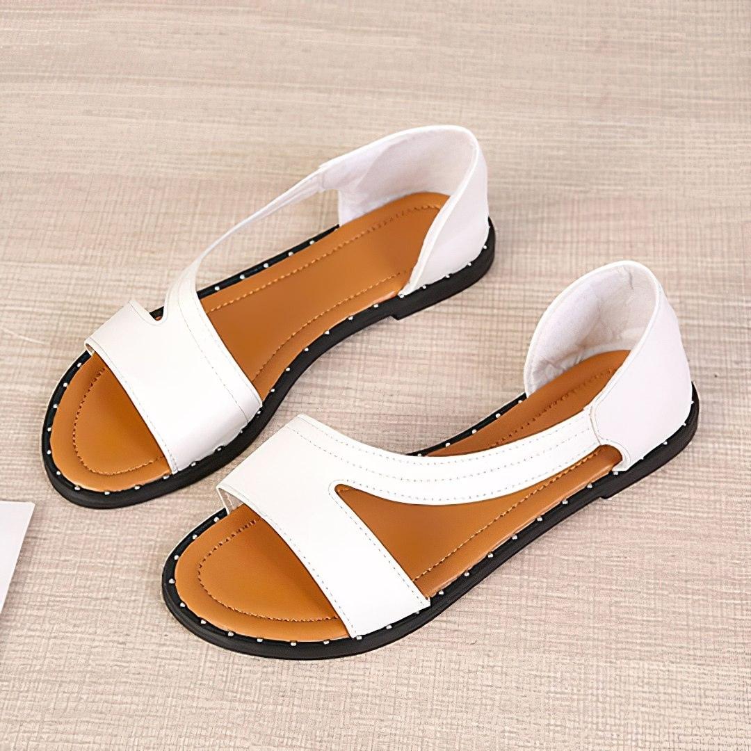 Damen Sommer-Sandalen Offene Spitze Geschlossene Ferse Flach Beige
