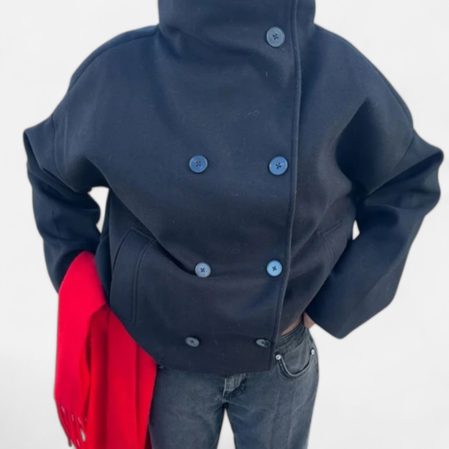 Damen Kurzjacke Moderner Stehkragen Zeitlos