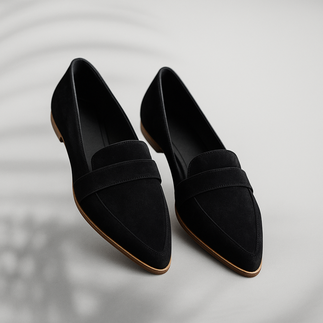 Damen Zehen-Loafer Schlanke Bequem Schwarz - Eveloria