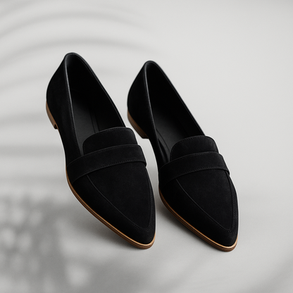 Damen Zehen-Loafer Schlanke Bequem Schwarz - Eveloria